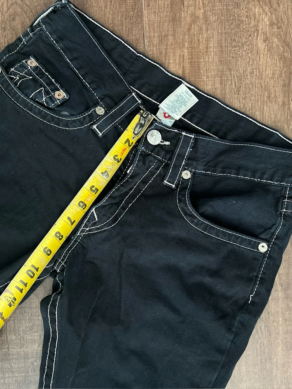 True Religion Black Jeans with Contrast Stitching